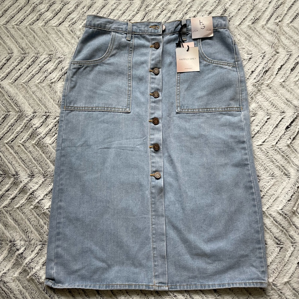Happily Grey Denim Skirt